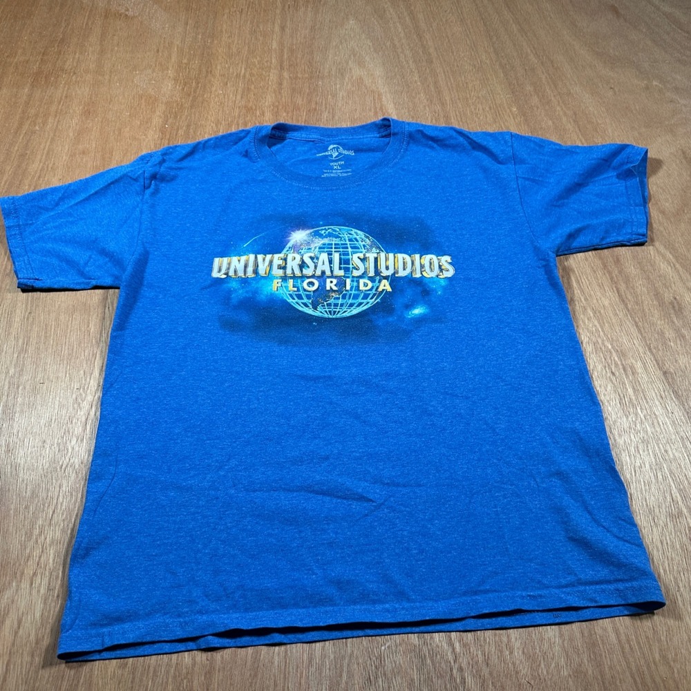 Universal Studios T-Shirt Youth XL Blue Florida Globe Graphic Tee Short Sleeve